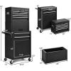imageGoplus Tool Chest 3in1 Rolling 6 Drawers Tool Cabinet with Detachable Top Toolbox Middle Tool Storage Universal Lockable Wheels Protective Liner Auto Lock Metal Tool Box for Garage WorkshopBlack