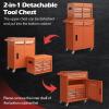 imageGoplus Tool Chest 3in1 Rolling 6 Drawers Tool Cabinet with Detachable Top Toolbox Middle Tool Storage Universal Lockable Wheels Protective Liner Auto Lock Metal Tool Box for Garage WorkshopOrange