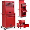 imageGoplus Tool Chest 3in1 Rolling 6 Drawers Tool Cabinet with Detachable Top Toolbox Middle Tool Storage Universal Lockable Wheels Protective Liner Auto Lock Metal Tool Box for Garage WorkshopRed