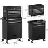 imageGoplus Tool Chest 3in1 Rolling 6 Drawers Tool Cabinet with Detachable Top Toolbox Middle Tool Storage Universal Lockable Wheels Protective Liner Auto Lock Metal Tool Box for Garage WorkshopBlack