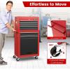 imageGoplus Tool Chest 3in1 Rolling 6 Drawers Tool Cabinet with Detachable Top Toolbox Middle Tool Storage Universal Lockable Wheels Protective Liner Auto Lock Metal Tool Box for Garage WorkshopRed  Black