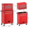 imageGoplus Tool Chest 3in1 Rolling 6 Drawers Tool Cabinet with Detachable Top Toolbox Middle Tool Storage Universal Lockable Wheels Protective Liner Auto Lock Metal Tool Box for Garage WorkshopRed