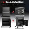 imageGoplus Tool Chest 3in1 Rolling 6 Drawers Tool Cabinet with Detachable Top Toolbox Middle Tool Storage Universal Lockable Wheels Protective Liner Auto Lock Metal Tool Box for Garage WorkshopBlack