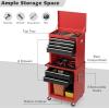 imageGoplus Tool Chest 3in1 Rolling 6 Drawers Tool Cabinet with Detachable Top Toolbox Middle Tool Storage Universal Lockable Wheels Protective Liner Auto Lock Metal Tool Box for Garage WorkshopRed  Black