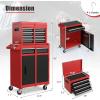 imageGoplus Tool Chest 3in1 Rolling 6 Drawers Tool Cabinet with Detachable Top Toolbox Middle Tool Storage Universal Lockable Wheels Protective Liner Auto Lock Metal Tool Box for Garage WorkshopRed  Black