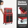 imageGoplus Tool Chest 5Drawer Rolling Tool Storage Cabinet with Detachable Top Tool Box Liner Universal Lockable Wheels Adjustable Shelf Locking Mechanism Metal Tool Cart for Garage WorkshopRed  Black