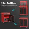 imageGoplus Tool Chest 5Drawer Rolling Tool Storage Cabinet with Detachable Top Tool Box Liner Universal Lockable Wheels Adjustable Shelf Locking Mechanism Metal Tool Cart for Garage WorkshopRed  Black