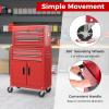 imageGoplus Tool Chest 6 Drawers Extra Large Rolling Too Storage Cabinet with 4 Universal Lockable Wheels Auto Lock Protective Liner 2in1 Heavy Duty Tool Box for Garage WorkshopRed