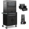 imageGoplus Tool Chest 6 Drawers Extra Large Rolling Too Storage Cabinet with 4 Universal Lockable Wheels Auto Lock Protective Liner 2in1 Heavy Duty Tool Box for Garage WorkshopBlack