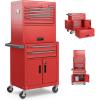 imageGoplus Tool Chest 6 Drawers Extra Large Rolling Too Storage Cabinet with 4 Universal Lockable Wheels Auto Lock Protective Liner 2in1 Heavy Duty Tool Box for Garage WorkshopRed