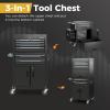 imageGoplus Tool Chest 6 Drawers Extra Large Rolling Too Storage Cabinet with 4 Universal Lockable Wheels Auto Lock Protective Liner 2in1 Heavy Duty Tool Box for Garage WorkshopBlack