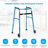 imageGoplus Walkers for Seniors Foldable Standard Walker with 5 Wheels and Removable Padded Armrests 440lbs Lightweight Walking Mobility Aid Folding Platform Walker for Elderly Handicap DisabledBlue  Black