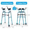 imageGoplus Walkers for Seniors Foldable Standard Walker with 5 Wheels and Removable Padded Armrests 440lbs Lightweight Walking Mobility Aid Folding Platform Walker for Elderly Handicap DisabledBlue  Black