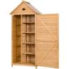 imageGoplus Wooden Storage Shed Fir Wood Cabinet for Outdoor Garden Patio Yard NaturalNatural