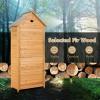 imageGoplus Wooden Storage Shed Outdoor Storage Cabinet with 4 Shelves and Pitched Galvanized Sheet Roof Lockable Garden Shed Outside Tool Shed for Patio Yard Lawn