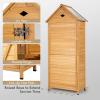 imageGoplus Wooden Storage Shed Outdoor Storage Cabinet with 4 Shelves and Pitched Galvanized Sheet Roof Lockable Garden Shed Outside Tool Shed for Patio Yard Lawn