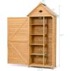 imageGoplus Wooden Storage Shed Outdoor Storage Cabinet with 4 Shelves and Pitched Galvanized Sheet Roof Lockable Garden Shed Outside Tool Shed for Patio Yard Lawn