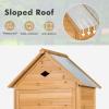 imageGoplus Wooden Storage Shed Outdoor Storage Cabinet with 4 Shelves and Pitched Galvanized Sheet Roof Lockable Garden Shed Outside Tool Shed for Patio Yard Lawn