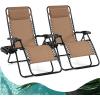 imageGoplus Zero Gravity Lounge Chairs 160Adjustable Folding Recliner wPillow and Cup Holder 350LBS Comfy Outdoor Lounge Chairs for Patio Lawn Yard ampamp CampSet of 2 NavyBeige