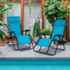 imageGoplus Zero Gravity Lounge Chairs 160Adjustable Folding Recliner wPillow and Cup Holder 350LBS Comfy Outdoor Lounge Chairs for Patio Lawn Yard ampamp CampSet of 2 NavyLight Blue