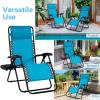 imageGoplus Zero Gravity Lounge Chairs 160Adjustable Folding Recliner wPillow and Cup Holder 350LBS Comfy Outdoor Lounge Chairs for Patio Lawn Yard ampamp CampSet of 2 NavyLight Blue