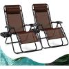 imageGoplus Zero Gravity Lounge Chairs 160Adjustable Folding Recliner wPillow and Cup Holder 350LBS Comfy Outdoor Lounge Chairs for Patio Lawn Yard ampamp CampSet of 2 NavyBrown