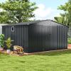 imageGoplus 12 x 98 FT Outdoor Storage Shed AllWeather ampamp Rustproof Galvanized Metal Utility Tool Shed wLockable Door Pitched Roof Windows Backyard Lawn Garden Storage House for Bike Tool Lawnmower