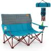 imageGoplus 3 Person Camping Chair for Adults Low Outdoor Folding Oversized Couch Chair wCup Holders ampamp Thick Padding HeavyDuty Lawn Chair for Beach Picnic Travel Supports 900 LBS 3Person SeatBlue