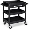 imageGoplus 3 Tier Rolling Tool Cart 330 LBS Capacity Heavy Duty Utility Cart Tool Organizer with Storage Drawer Industrial Commercial Service Tool Cart for Mechanics Garage Warehouse ampamp Repair ShopBlack