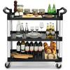 imageGoplus 3Tier Utility Cart HeavyDuty Service Cart wLockable Wheels ampamp Double Handles Sturdy Aluminum Structure 495 LBS Max Load Tool Cart for Office Kitchen Garage 405quot x 195quot x 385quot405 x 195 x 385