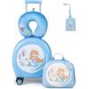 imageGoplus 4 Piece Kids Luggage Set 14 Carryon Hardside Spinner Luggage w 10 Backpack Neck Pillow Luggage Tag Toddler Travel Rolling Suitcase for Boy Girl Children Black PenguinBlue Mermaid