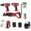imageGoplus 4Tool Combo Kit 18V LithiumIon 12quot Cordless Drill Driver 14quot Impact Driver Reciprocating Saw and LED Flashlight Suitable for Wood Tile Steel and Brick Wall