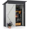 imageGoplus 5 x 3 FT Outdoor Storage Shed Galvanized Metal Tool House wSloped Roof 2 Vents Lockable Door Waterproof ampamp Windproof Utility Tool Organizer for Garden Backyard Lawn Patio Gray