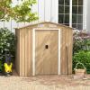 imageGoplus 6 x 4 Woodgrain Outdoor Storage Shed Galvanized Metal Tool House Organizer w 4 Vents Lockable Doors Waterproof Garden Sheds ampamp Outdoor Storage for Backyard Lawn Patio NaturalNatural