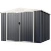 imageGoplus 68 x 38 FT Metal Storage Shed AllWeather Galvanized Utility House wLockable Door Easy SnapOn Sheds ampamp Outdoor Storage for Garden Back Yard Lawn ampamp Patio75 x 63 FT