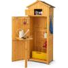 imageGoplus AllinOne Storage Shed 71quot Tall Wooden Lockable Cabinet wFoldable Work Table Vertical Utility Tool Organizer wShelves ampamp Hooks Waterproof Garden Shed for Patio Backyard