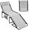 imageGoplus Chaise Lounge Chair Outdoor Folding 5Postion Beach Lounge Chair with Detachable Pillow Side Pocket Sunbathing Lounge Chair Adjustable Tanning Chair for Patio Lawn Pool YardGrey