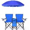 imageGoplus Double Camping Chair with Umbrella Folding Loveseat Chairs wCanopy Shade Carrying Bag Table Cup Holder Portable Beach Chairs Outdoor Picnic Patio BlackBlue
