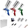 imageGoplus HVLP Air Spray Gun Set 2 Full Size ampamp 1 Detail Spray Guns w10mm14mm17mm Nozzles Auto Gravity Feed Spray Gun wAir Regulator Automotive Paint Spray Gun for Car Furniture Primer Basecoat