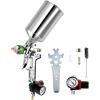 imageGoplus HVLP Spray Gun Gravity Feed Paint Gun Auto Paint Air Spray Gun 25mm Nozzle Size 1000 cc Aluminum Cup WAir Regulator