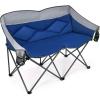 imageGoplus Loveseat Camping Chair Double Folding Chair for Adults Couples wStorage Bags ampamp Padded High Backrest Oversize Camp Seat for Fishing Picnic BlueBlue