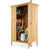 imageGoplus Outdoor Cabinet 36quot26quot59quot Garden Tool Shed with Waterproof Asphalt Roof Lockable Wood Organizer wShelves ampamp Hanging Hooks Outside Utility Shed for Backyard Patio Deck Natural