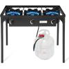 imageGoplus Outdoor Camping Stove 3 Burner Propane Gas Cooker wDetachable Legs ampamp CSA Regulator ampamp 020 PSI Regulator for Camp Patio RV Cast Iron 225000BTUThree Burner  225 000 BTU