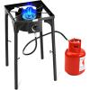 imageGoplus Outdoor Camping Stove 3 Burner Propane Gas Cooker wDetachable Legs ampamp CSA Regulator ampamp 020 PSI Regulator for Camp Patio RV Cast Iron 225000BTUSingle Burner  100 000 BTU
