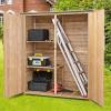 imageGoplus Outdoor Storage Cabinet Double Lockable Wooden Garden Shed with 3 Shelves and Waterproof Asphalt Roof Outside Lean to Shed Vertical Tall Tool Shed for Patio Yard Lawn
