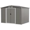 imageGoplus Outdoor Storage Shed 85 x 68 x 6 WeatherResistant Utility Tool Organizer wFoundation 4 Louvers Double Doors ampamp Ramp Galvanized Steel Tool Shed for Garden Lawn Yard