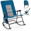imageGoplus Oversized Folding Rocking Chair Padded Patio Lounge Rocker wMetal Frame Armrests Side Pocket Lightweight Portable Rocking Chair for Backyard Camping Travel Supports up to 500 lbs2RedBlue
