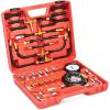 imageGoplus Profession Fuel Pressure Test Kit 0140PSI10 Bar Fuel Injection Pressure Gauge Tester wComplete Adapters Dual Scale Flex Hoses Fittings Lower Oil Warning Devices for Trucks Cars ATVs