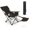imageGoplus Reclining Camping Chair with Removable Footrest 2in1 Folding Lounge Chair wAdjustable Backrest Storage Bag ampamp Cup HolderPortable Recliner Cozy Lounge Chair for Picnic Fishing 1