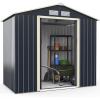 imageGoplus Storage Shed Metal 7 X 4 Outdoor Building Organizer with 4 Vents ampamp Double Sliding Door for Garden Backyard Farm 7X47X4